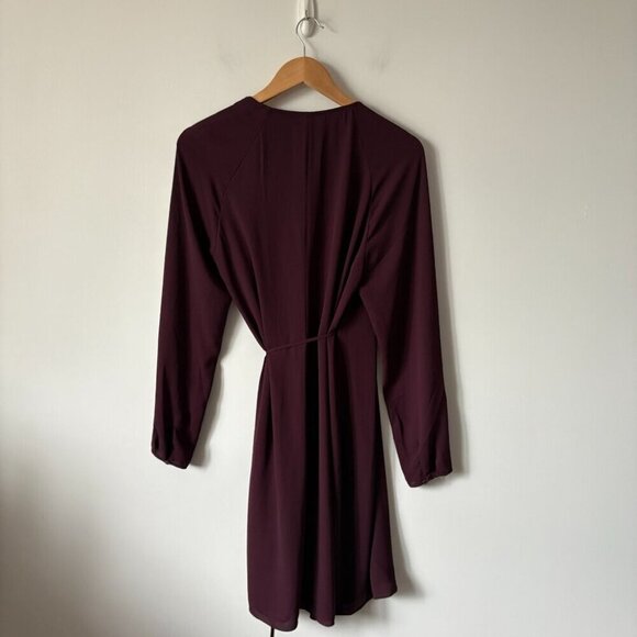 Aritzia Babaton Degrazia Wrap Mini Dress Deep Wine Burgundy Size Medium - Picture 4 of 7